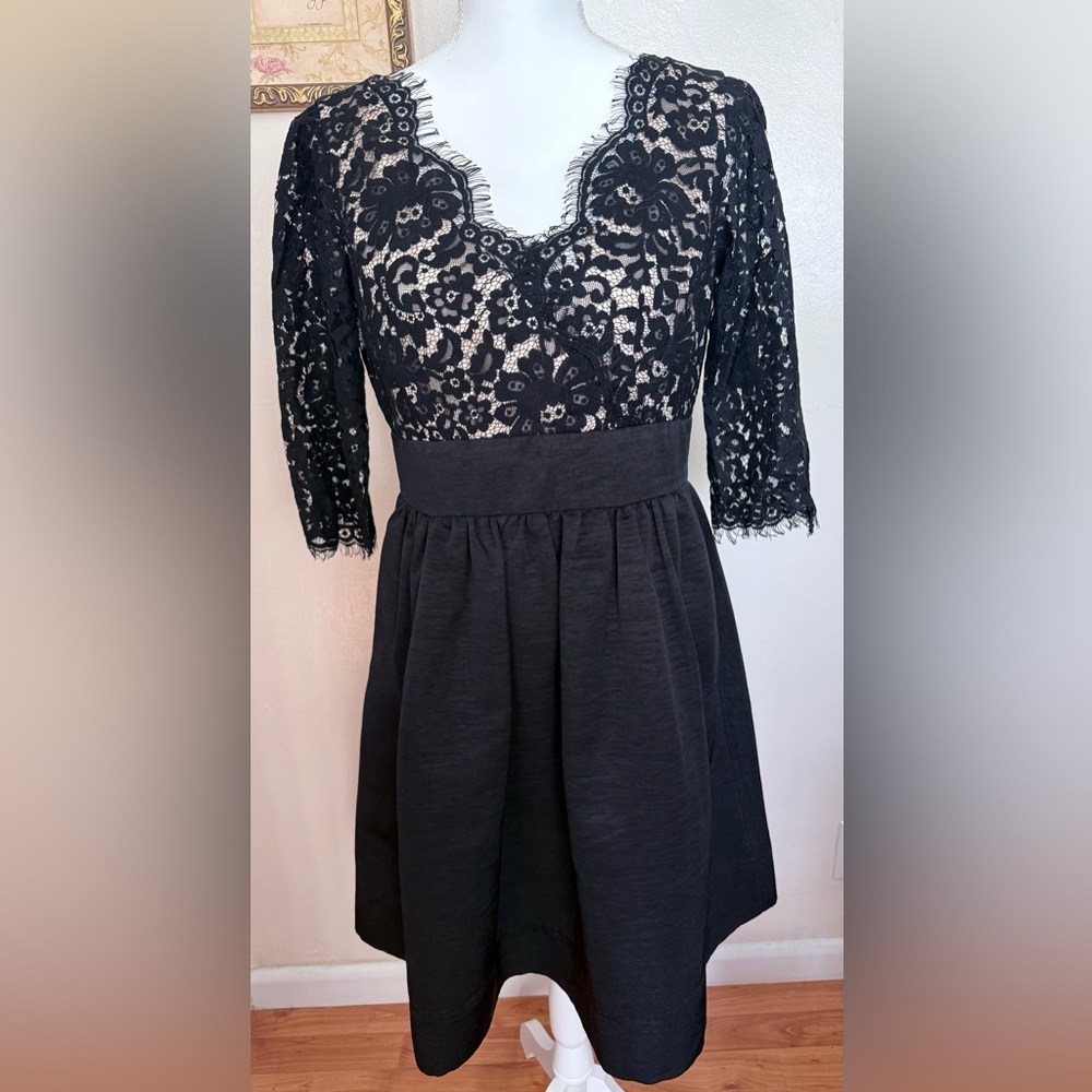Eliza J Black Floral Lace  Dress